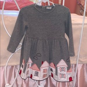 Mayoral Girls 2T Home Red Gray Embroidered Dress